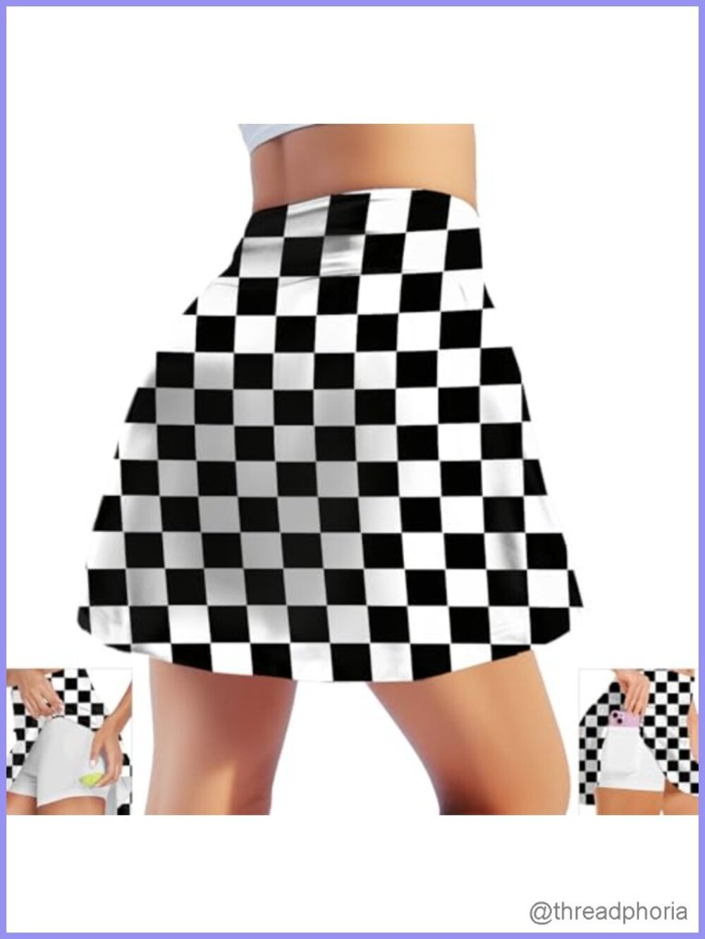 80s 90s Tennis Skort with Shorts Pockets High Waist Golf Skirt